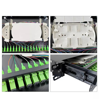 la correction optique de fibre de clôture de bâti de support de fibre de duplex de Sc Simplex/LC de port de 1U 19&quot; 24 Panneau-déchargent
