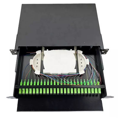 la correction optique de fibre de clôture de bâti de support de fibre de duplex de Sc Simplex/LC de port de 1U 19&quot; 24 Panneau-déchargent
