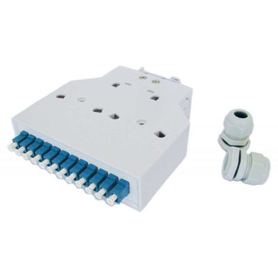 Simplex en plastique des adaptateurs Lc/Upc du coffret d'extrémité de fibre optique de bâti de rail de vacarme d'ABS 12