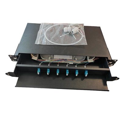 6 clôture optique gauche de fibre de bâti de support du noyau 1U de Sc 12 de tableau de connexions de fibre