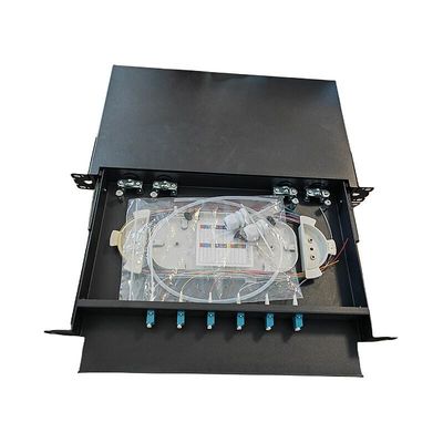6 clôture optique gauche de fibre de bâti de support du noyau 1U de Sc 12 de tableau de connexions de fibre