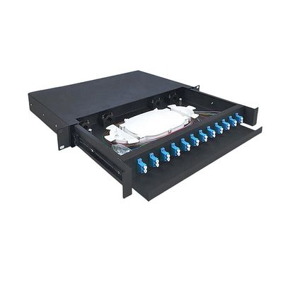 coffret d'extrémité de fibre optique optique gauche de duplex du tableau de connexions de la fibre 1U 12 LC