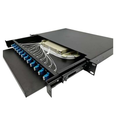 coffret d'extrémité de fibre optique optique gauche de duplex du tableau de connexions de la fibre 1U 12 LC