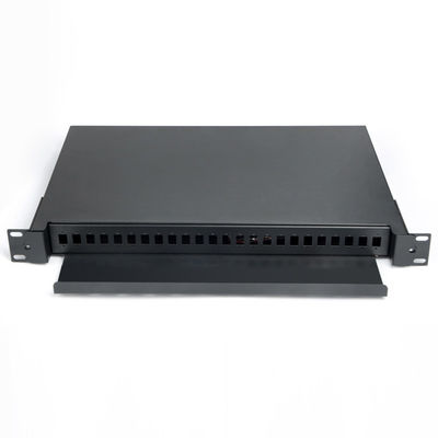 bâti de support optique noir gauche de boîte d'arrêt de fibre du tableau de connexion des fibres 1U 24