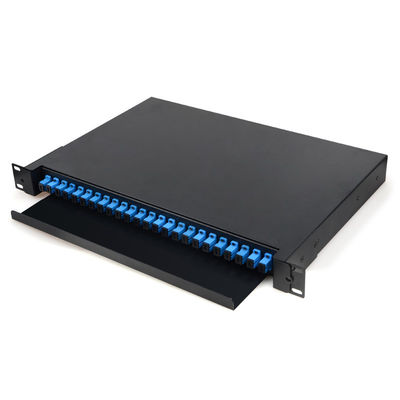bâti de support optique noir gauche de boîte d'arrêt de fibre du tableau de connexion des fibres 1U 24