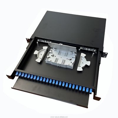 bâti de support optique noir gauche de boîte d'arrêt de fibre du tableau de connexion des fibres 1U 24