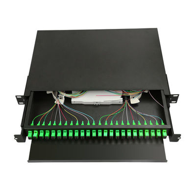bâti de support optique noir gauche de boîte d'arrêt de fibre du tableau de connexion des fibres 1U 24
