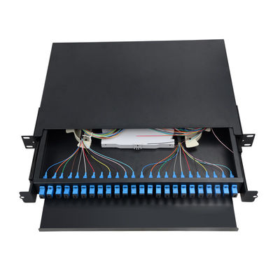 bâti de support optique noir gauche de boîte d'arrêt de fibre du tableau de connexion des fibres 1U 24