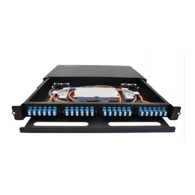 Tableau de connexion des fibres gauche de la clôture 24 LC de panneau de fibre de bâti de support de MPO 1U