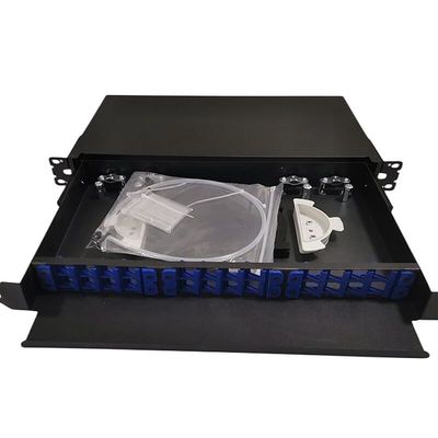 19&quot; 24 noyaux d'intérieur optiques gauches du bâti de support de tableau de connexions de fibre 1U ODF 24