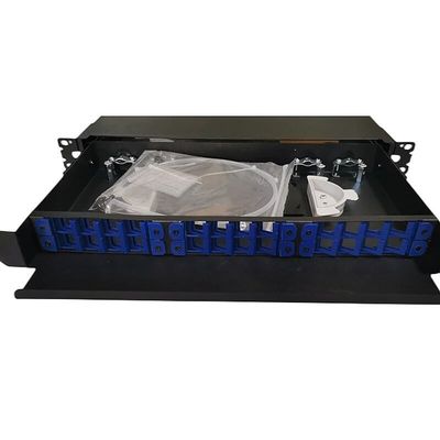 19&quot; 24 noyaux d'intérieur optiques gauches du bâti de support de tableau de connexions de fibre 1U ODF 24