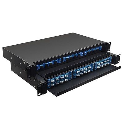 19&quot; 24 noyaux d'intérieur optiques gauches du bâti de support de tableau de connexions de fibre 1U ODF 24