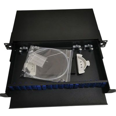 19&quot; 24 noyaux d'intérieur optiques gauches du bâti de support de tableau de connexions de fibre 1U ODF 24