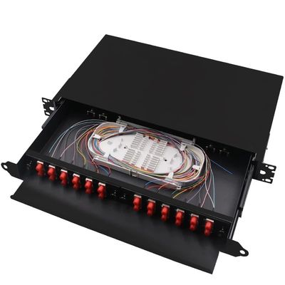 Tableau de connexions noir de la boîte FC d'arrêt de fibre de bâti de support ODF 24Core