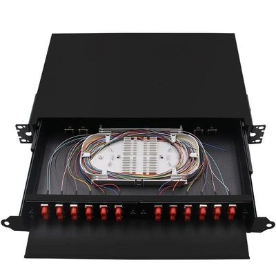 Tableau de connexions noir de la boîte FC d'arrêt de fibre de bâti de support ODF 24Core